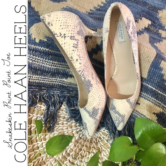 Cole Haan Snakeskin Point Toe Heels - Picture 1 of 4